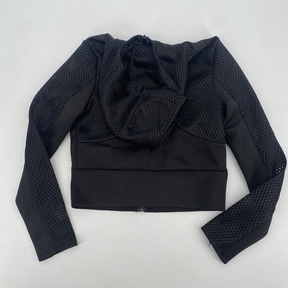90 DEGREE Reflex Size Small Black Fishnet Scuba Full Zip Hooded Jacket Cropped - Picture 9 of 13